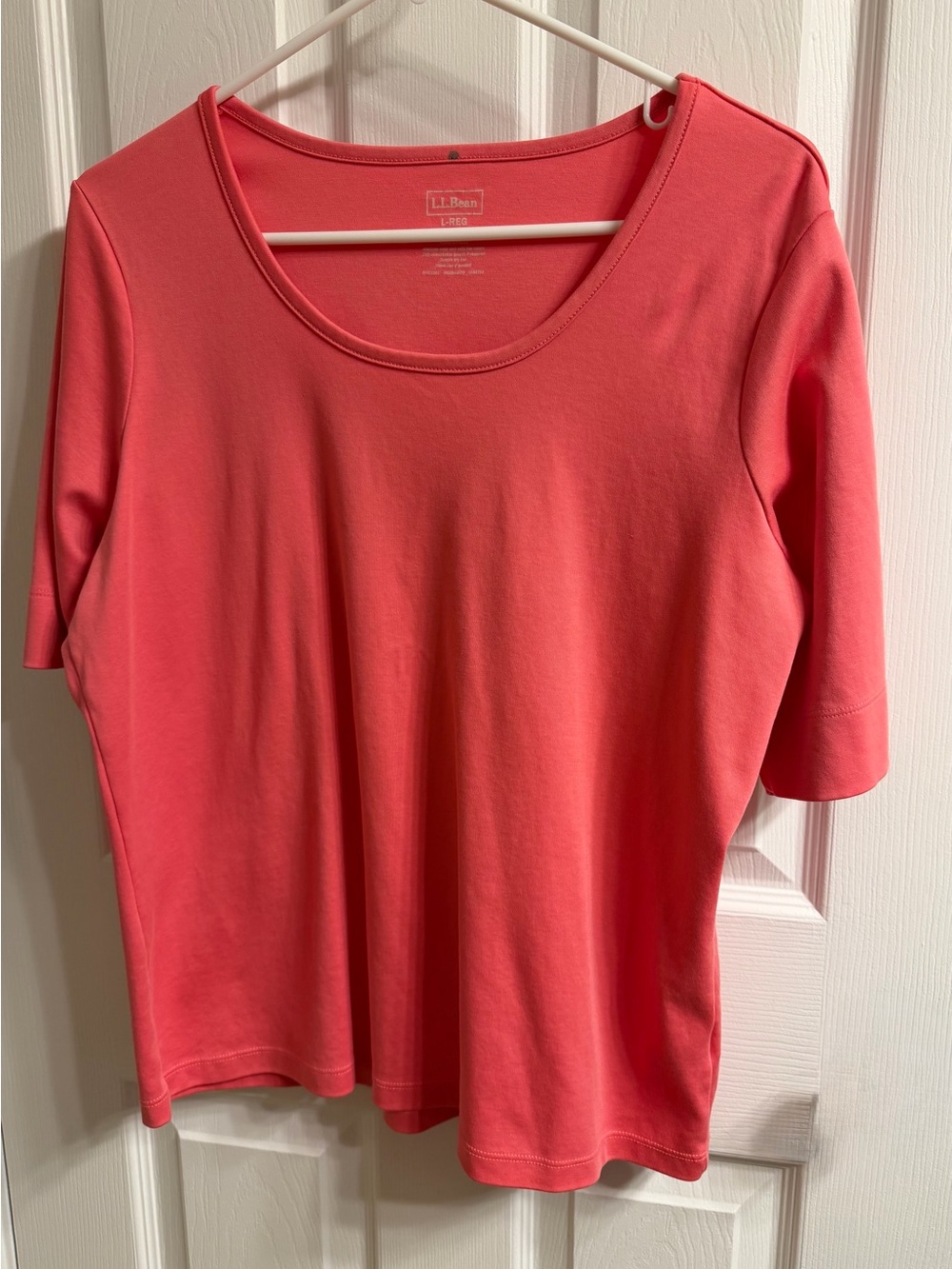 L.L. Bean Coral Short Sleeve Scoop Neck Tee
